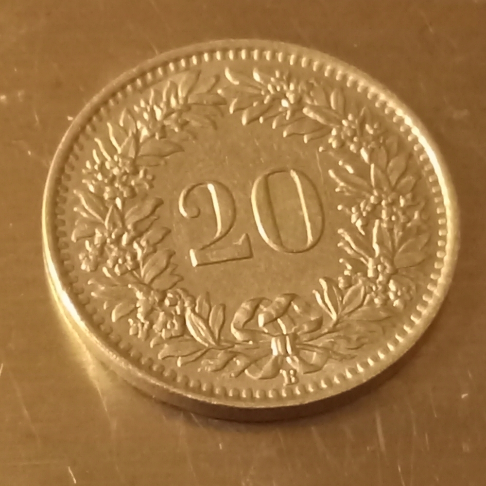 Switzerland 20 Rappen Coin - Picture 4 of 5